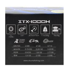 OKUMA REEL ITX 1000 7+1BB ALUM SPOOL