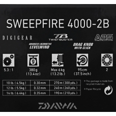 Daiwa Reel Sweepfire 4000 2BB Spinning Reel with Line